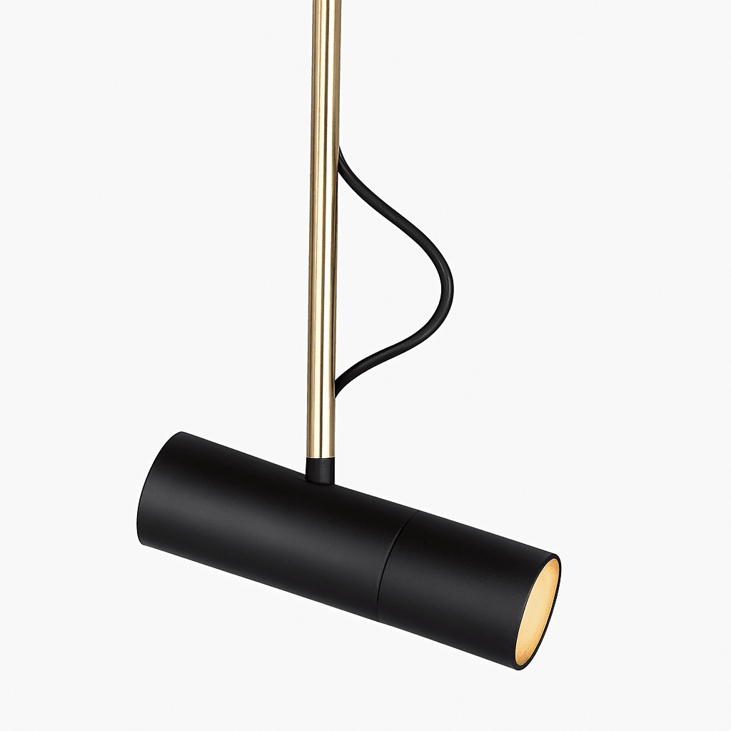 Adjustable Spotlight Pendant Light with Gold Rod | Modern Minimalist Kitchen Island & Bedside Hanging Light - LivingLX