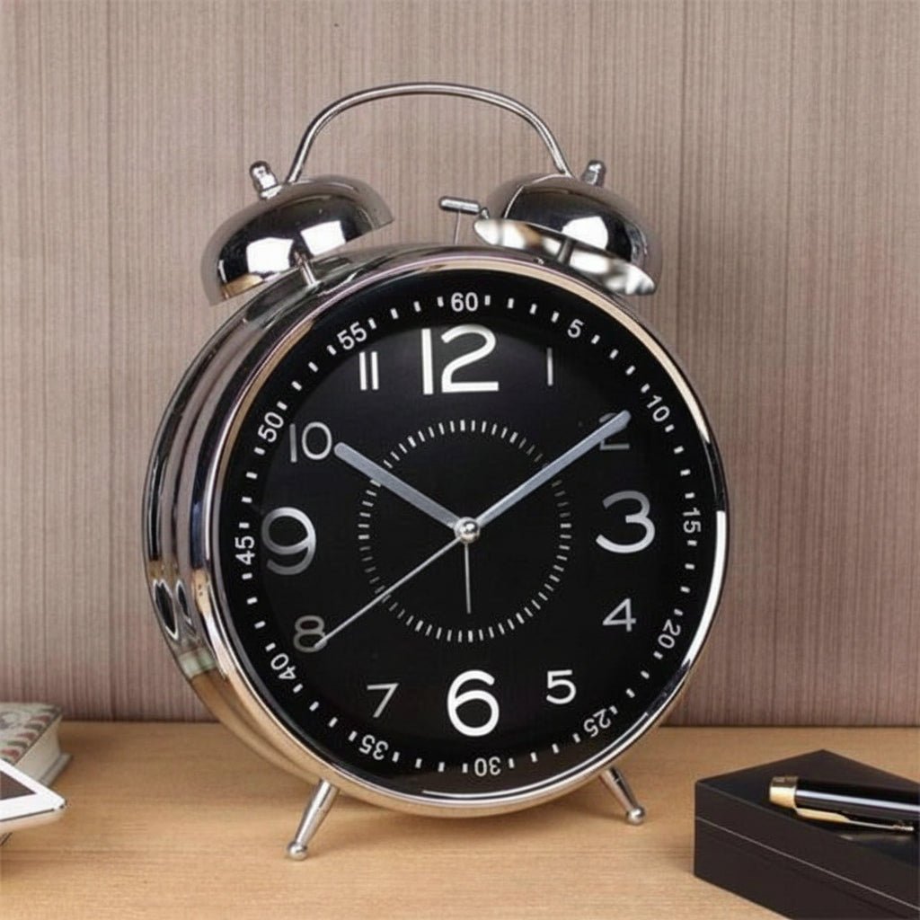 Alarm Clock Metal Vintage Double Bell Loud Bedside Clock - LivingLX