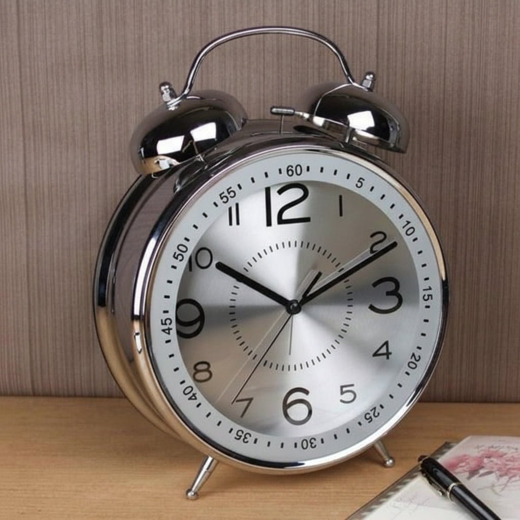 Alarm Clock Metal Vintage Double Bell Loud Bedside Clock - LivingLX