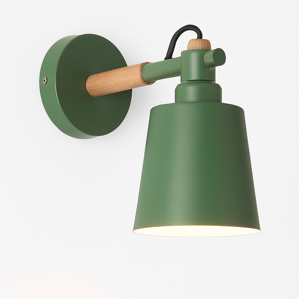 Nordic Wood & Metal LED Wall Sconce | Modern Bedside Wall Light