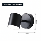 Nordic Up & Down LED Wall Sconce | Modern Gold or Black Bedside Wall Light with Optional Switch