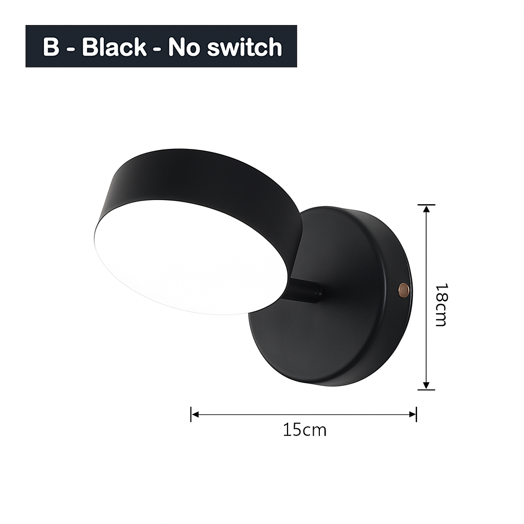 Nordic Up & Down LED Wall Sconce | Modern Gold or Black Bedside Wall Light with Optional Switch