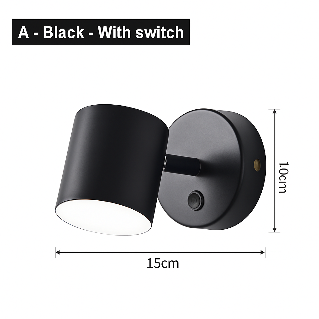 Nordic Up & Down LED Wall Sconce | Modern Gold or Black Bedside Wall Light with Optional Switch
