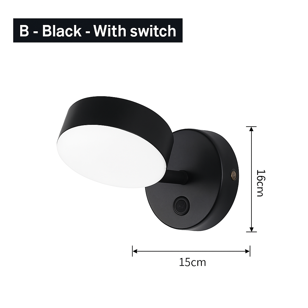 Nordic Up & Down LED Wall Sconce | Modern Gold or Black Bedside Wall Light with Optional Switch
