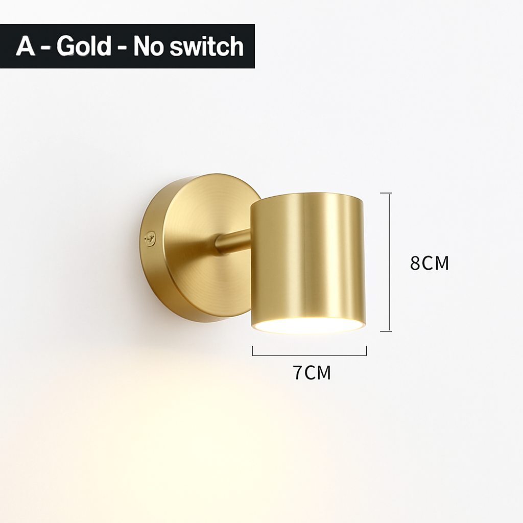 Nordic Up & Down LED Wall Sconce | Modern Gold or Black Bedside Wall Light with Optional Switch