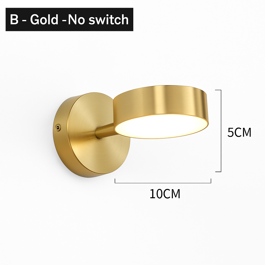 Nordic Up & Down LED Wall Sconce | Modern Gold or Black Bedside Wall Light with Optional Switch