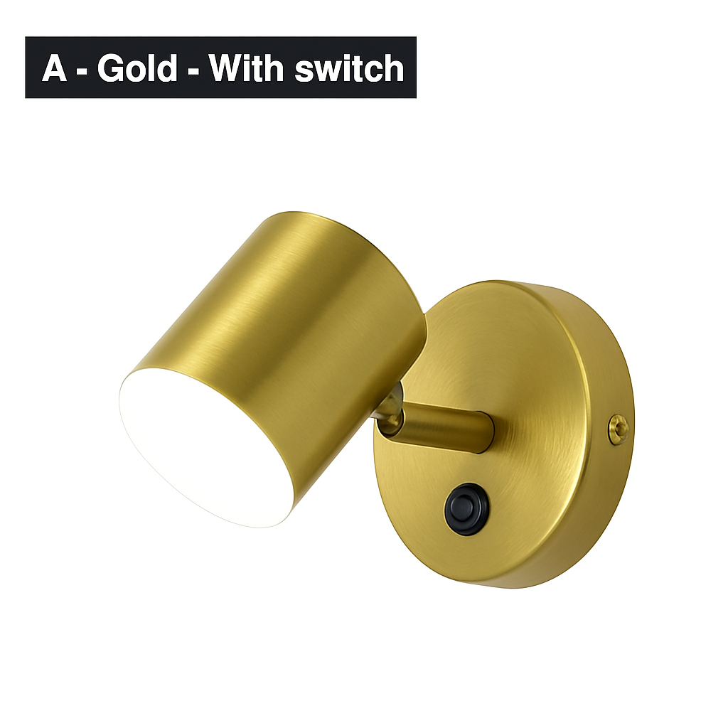 Nordic Up & Down LED Wall Sconce | Modern Gold or Black Bedside Wall Light with Optional Switch