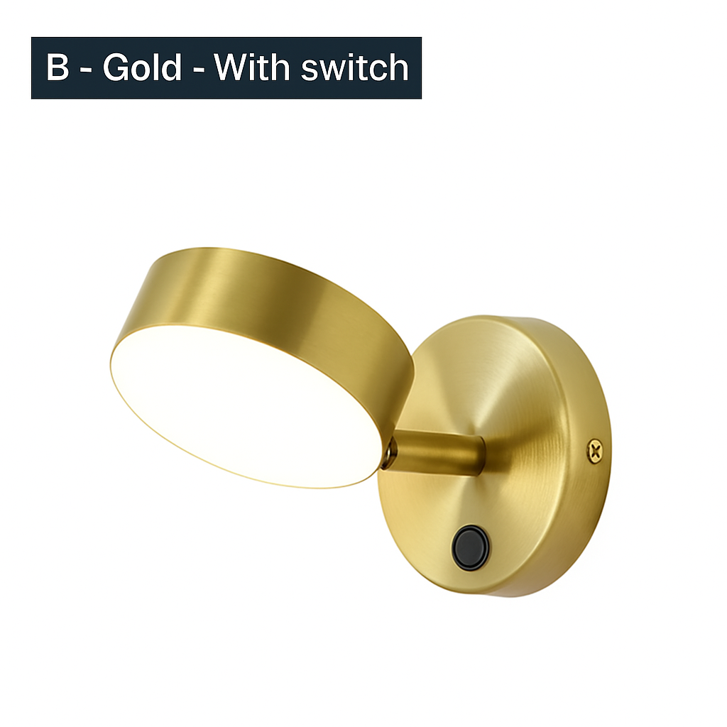 Nordic Up & Down LED Wall Sconce | Modern Gold or Black Bedside Wall Light with Optional Switch