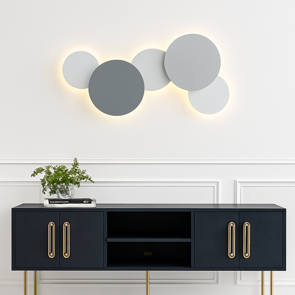 Eclipse Round LED Wall Sconce | Modern Moon Halo Wall Light in Wood or Metal (Sold Individually)