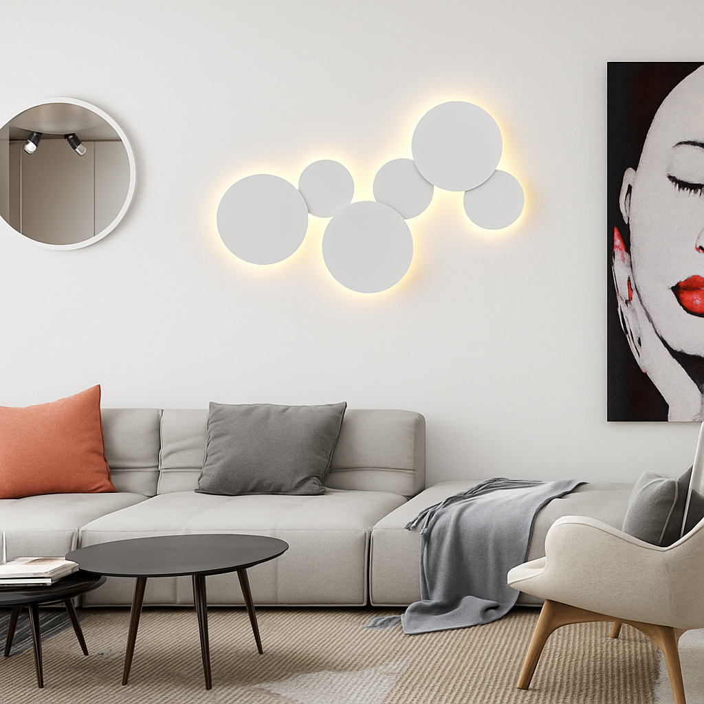 Eclipse Round LED Wall Sconce | Modern Moon Halo Wall Light in Wood or Metal (Sold Individually)