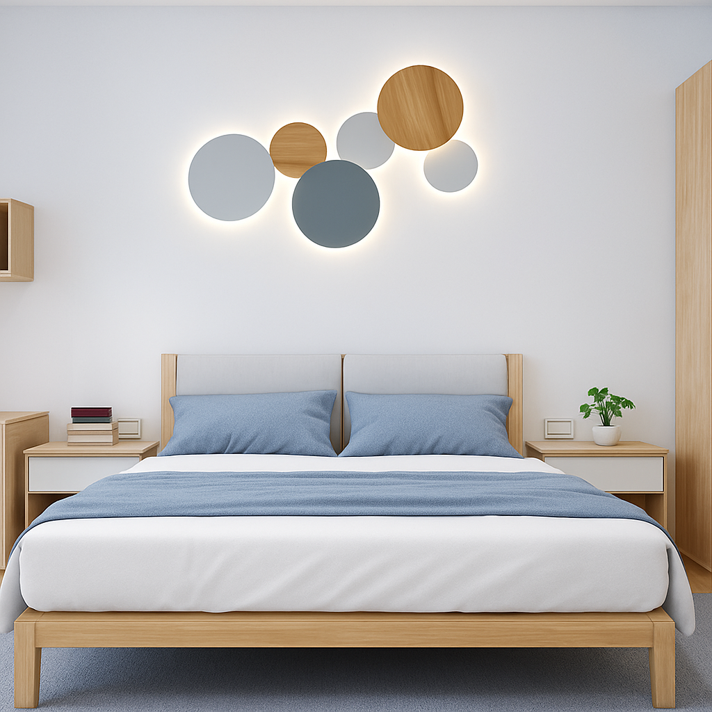Eclipse Round LED Wall Sconce | Modern Moon Halo Wall Light in Wood or Metal (Sold Individually)