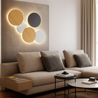 Eclipse Round LED Wall Sconce | Modern Moon Halo Wall Light in Wood or Metal (Sold Individually)