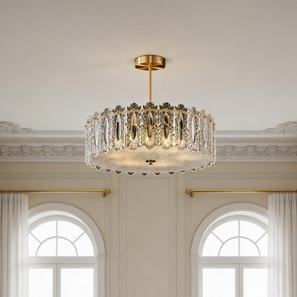 French Luxury Copper Glass Ceiling Lamp - view 4