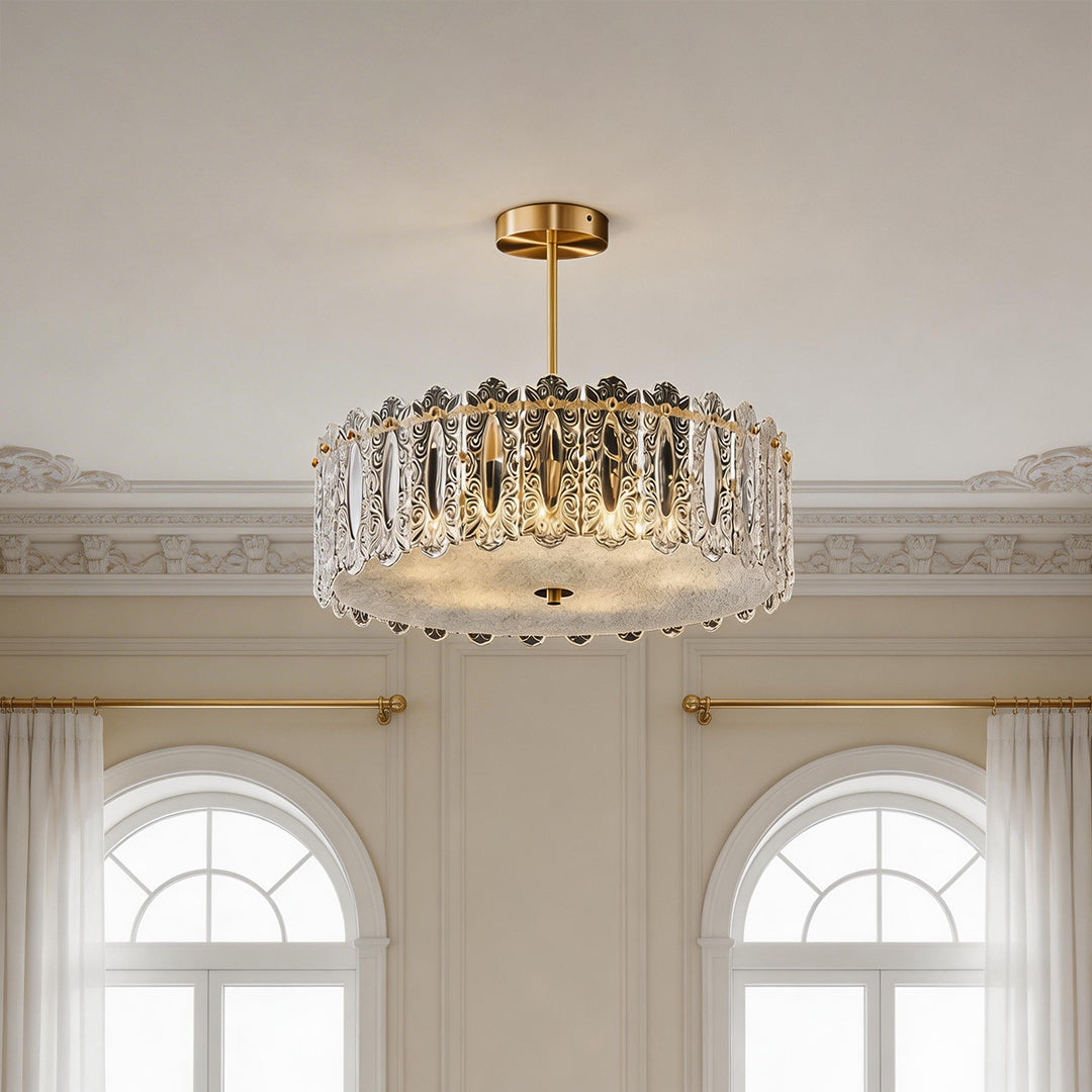 French Luxury Copper Glass Ceiling Lamp - view 4