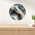 Blue & Gold Marble Wall Clock | Silent Wooden Design - LivingLX
