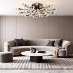 Brass Branch Crystal Leaf Chandelier - view 3