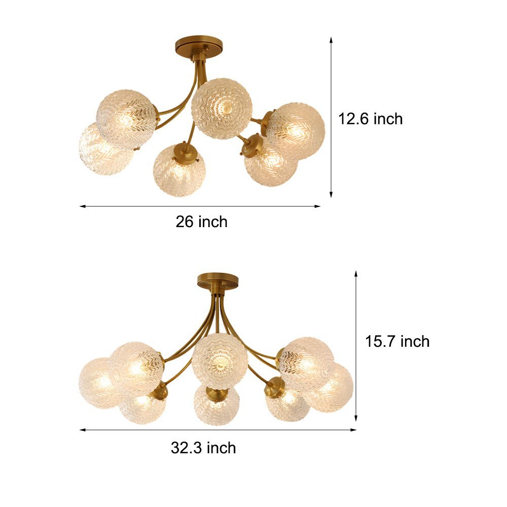 Bristol Carved Glass Semi-Flush Mount (26"–32") - LivingLX