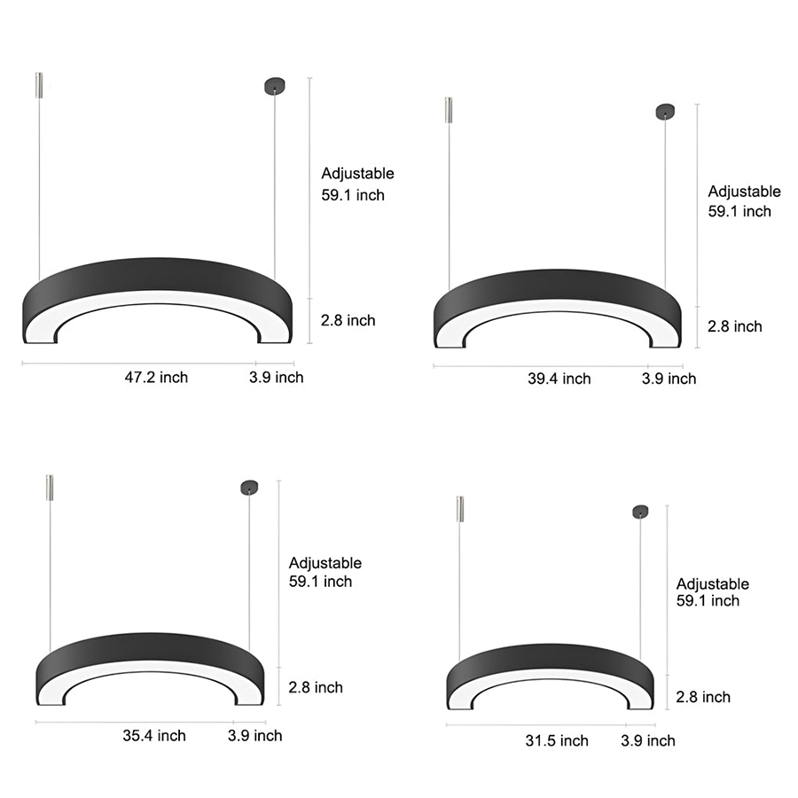 Crescent Arc Linear Pendant (16"–47")