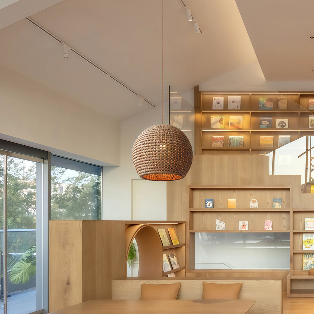Japanese Raffia Zen Paper Pendant Light - view 2