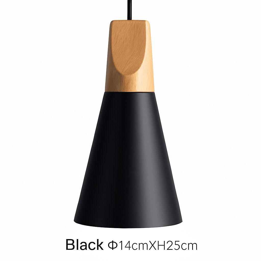 Cono Wood & Aluminum Cone Pendant Light | Modern Kitchen Island Lamp - LivingLX