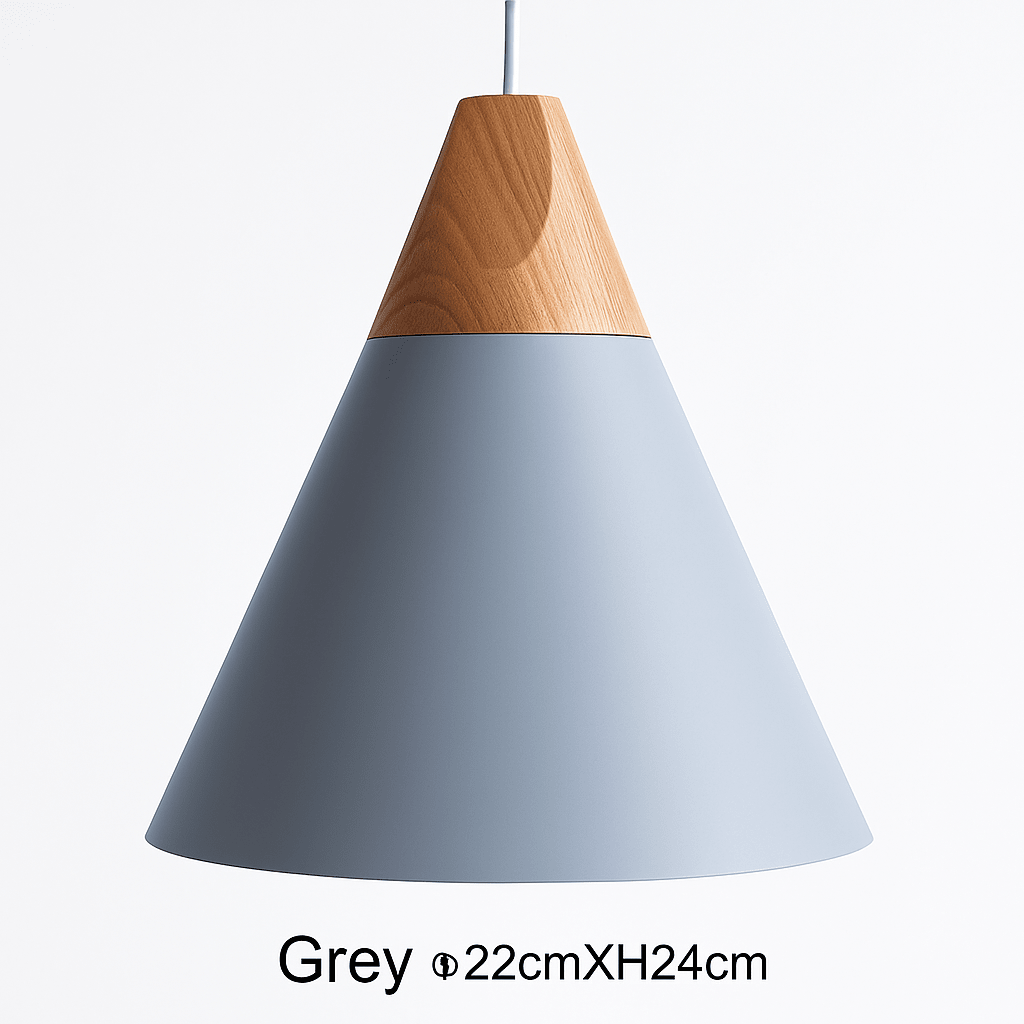 Cono Wood & Aluminum Cone Pendant Light | Modern Kitchen Island Lamp - LivingLX