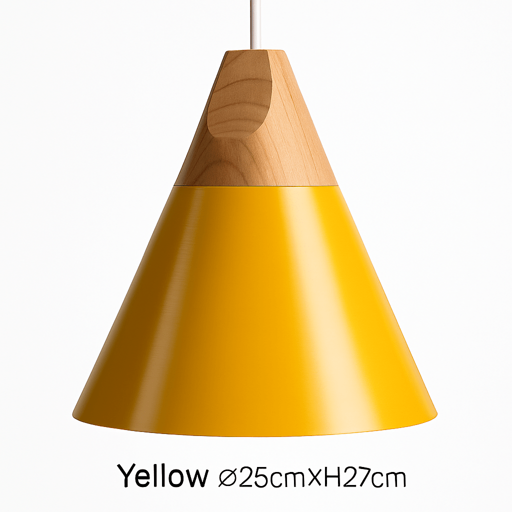 Cono Wood & Aluminum Cone Pendant Light | Modern Kitchen Island Lamp - LivingLX
