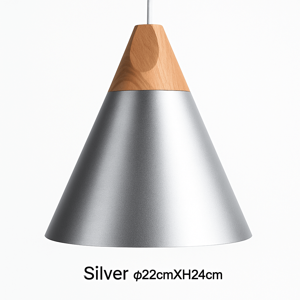 Cono Wood & Aluminum Cone Pendant Light | Modern Kitchen Island Lamp - LivingLX