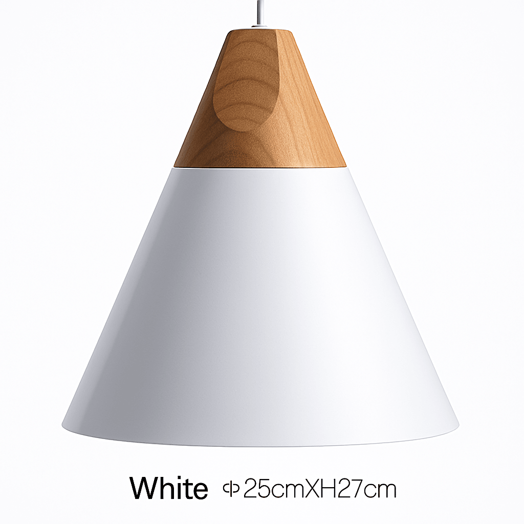 Cono Wood & Aluminum Cone Pendant Light | Modern Kitchen Island Lamp - LivingLX