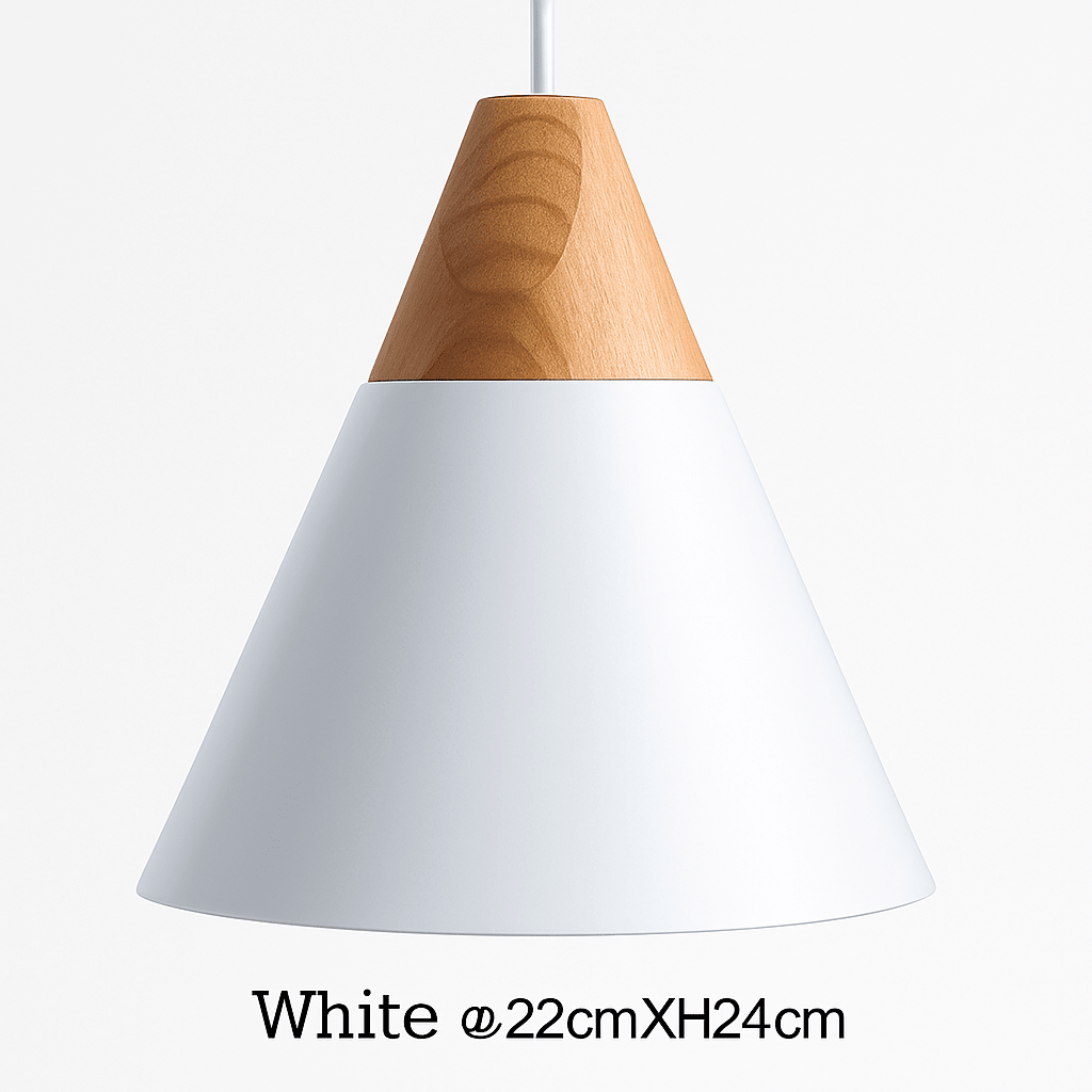 Cono Wood & Aluminum Cone Pendant Light | Modern Kitchen Island Lamp - LivingLX