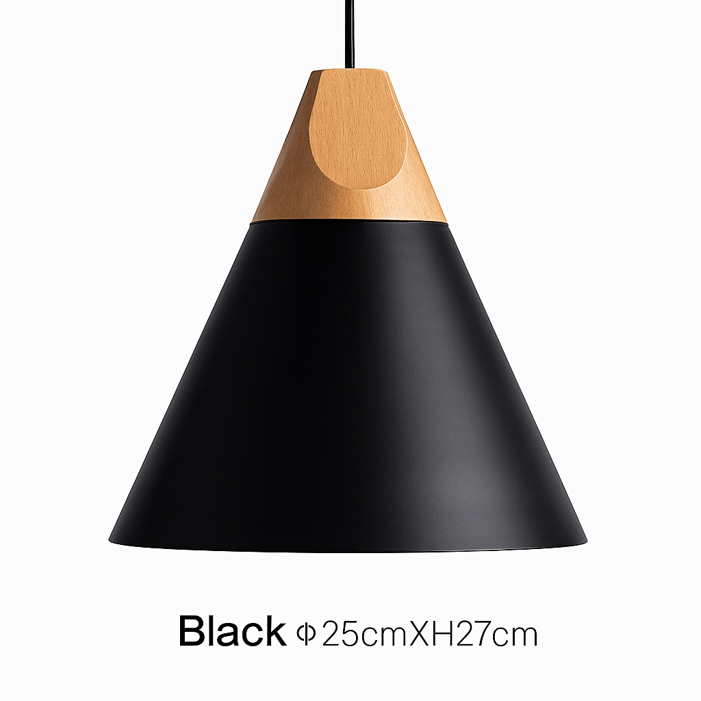Cono Wood & Aluminum Cone Pendant Light | Modern Kitchen Island Lamp - LivingLX