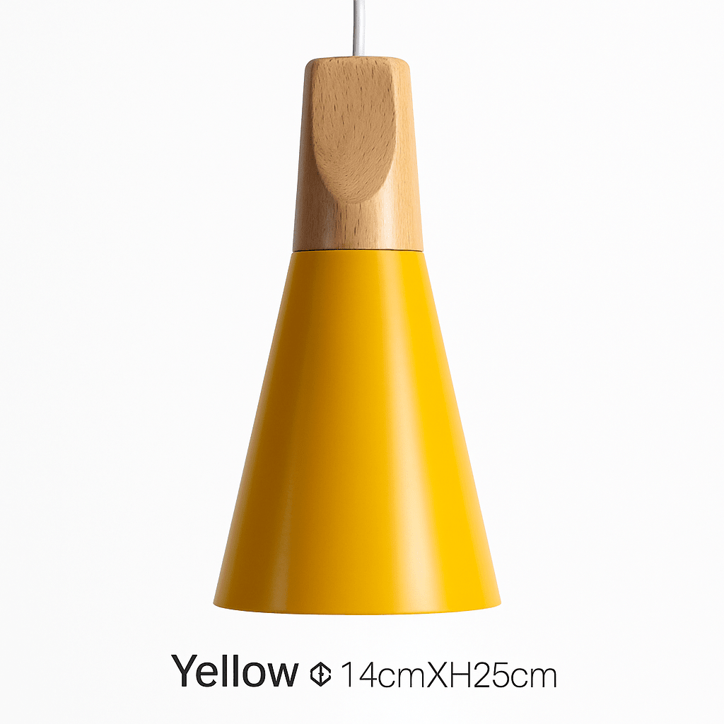 Cono Wood & Aluminum Cone Pendant Light | Modern Kitchen Island Lamp - LivingLX