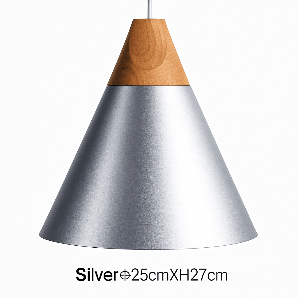 Cono Wood & Aluminum Cone Pendant Light | Modern Kitchen Island Lamp - LivingLX