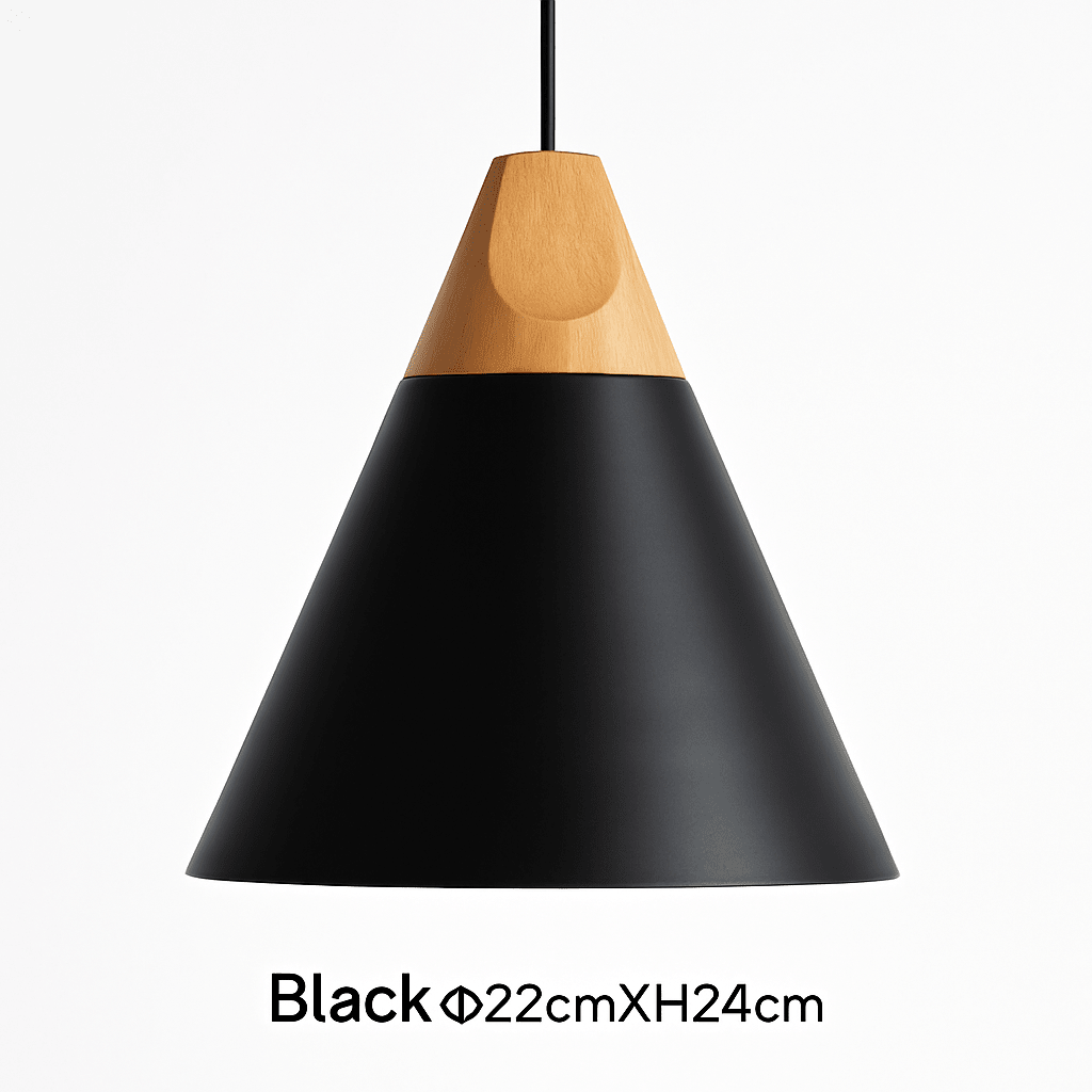 Cono Wood & Aluminum Cone Pendant Light | Modern Kitchen Island Lamp - LivingLX