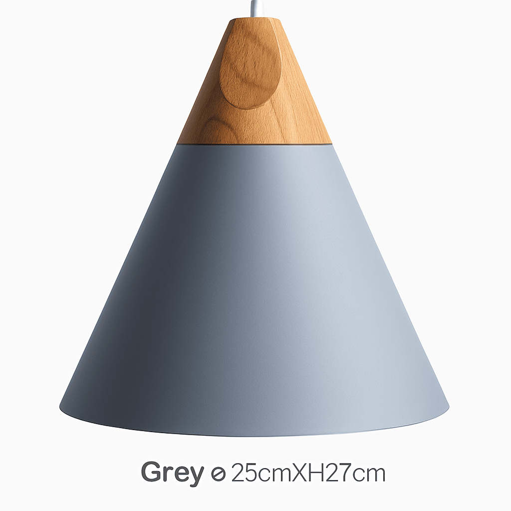Cono Wood & Aluminum Cone Pendant Light | Modern Kitchen Island Lamp - LivingLX