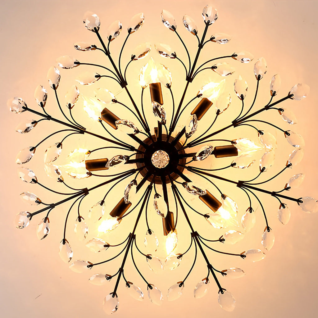Fern Crystal Leaf Semi-Flush Mount (26"–33")