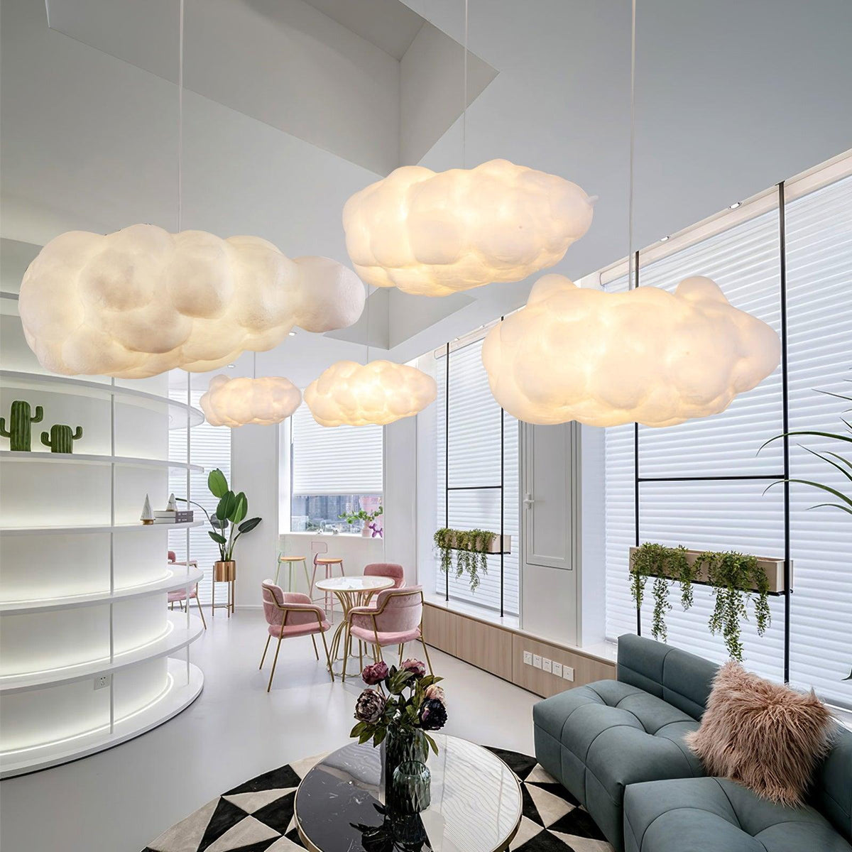 Cumulus Cloud Fabric Pendant (12"–35") - LivingLX