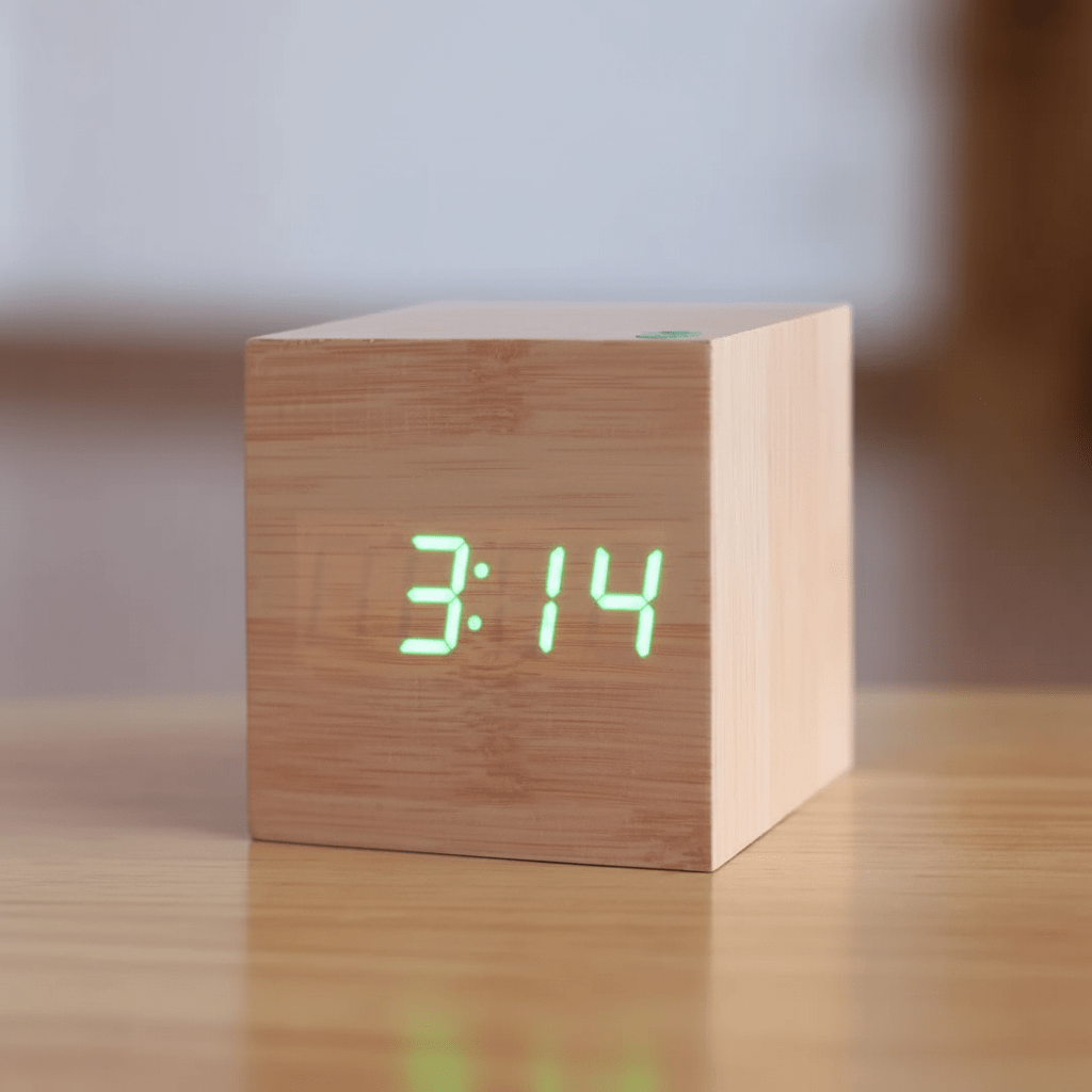 Digital Alarm Clock Wooden LED Desk Table Clock - LivingLX