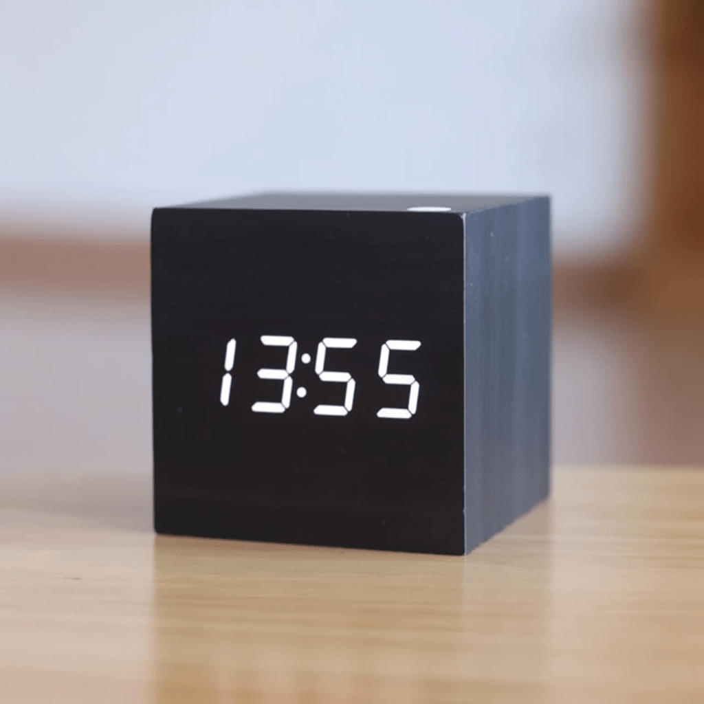 Digital Alarm Clock Wooden LED Desk Table Clock - LivingLX