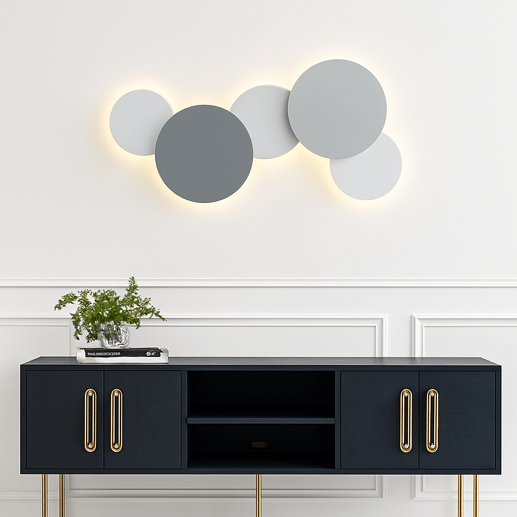 Eclipse Round LED Wall Sconce | Modern Moon Halo Wall Light in Wood or Metal (Sold Individually) - LivingLX