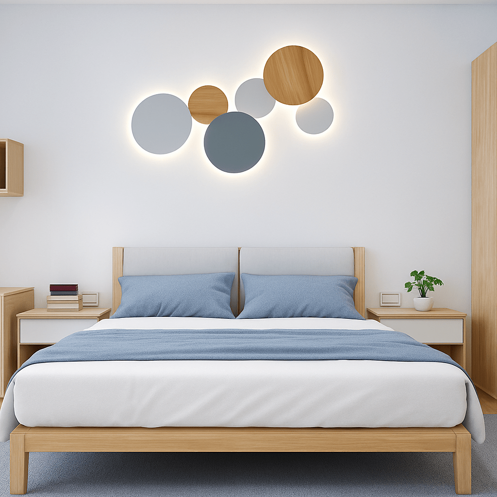 Eclipse Round LED Wall Sconce | Modern Moon Halo Wall Light in Wood or Metal (Sold Individually) - LivingLX