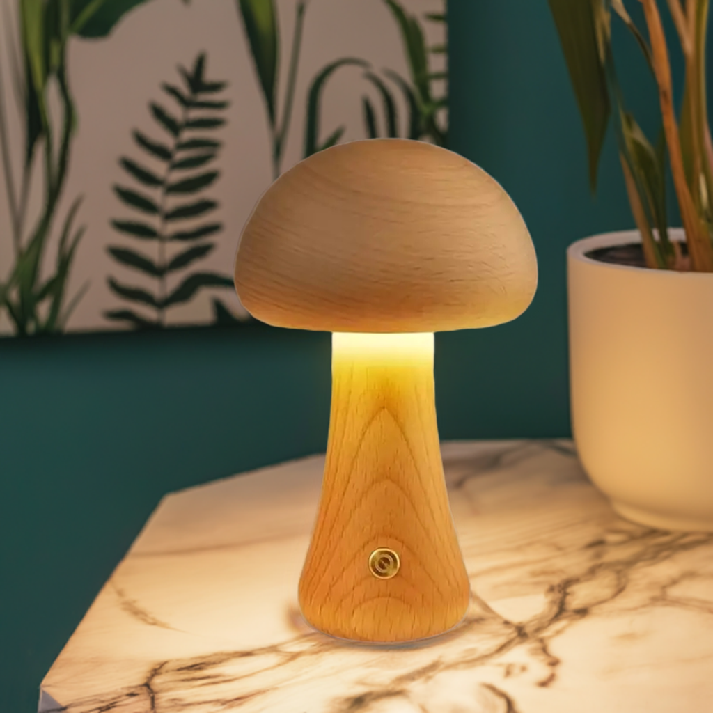 MushRoomGlow Beech Wood Lamp