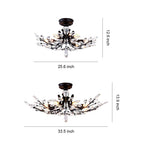 Fern Crystal Leaf Semi-Flush Mount (26"–33")