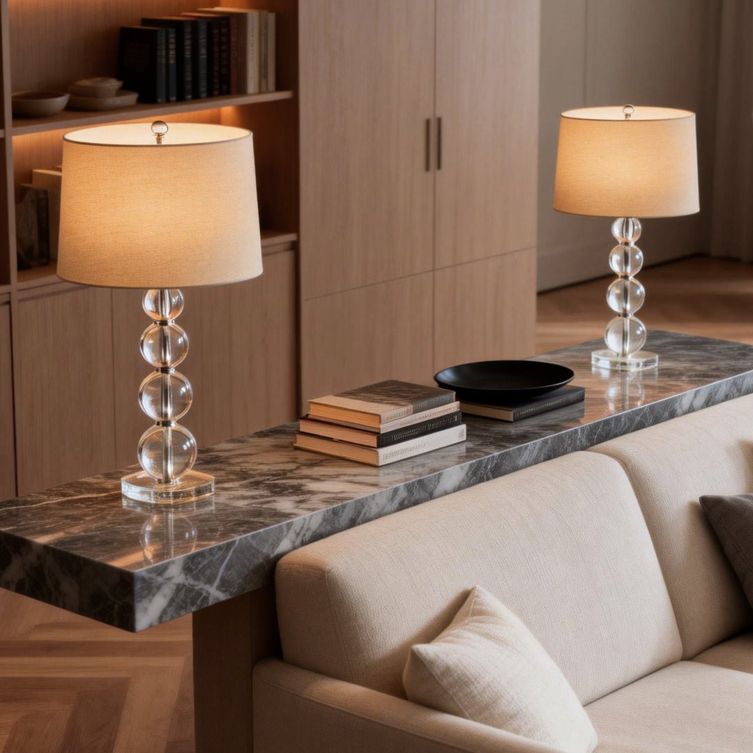 Estelle Crystal Ball Table Lamp (20") - LivingLX