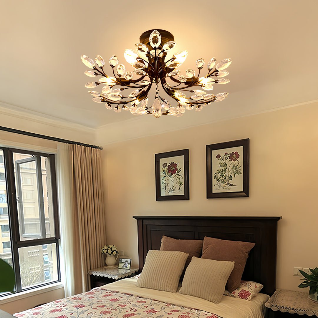 Fern Crystal Leaf Semi-Flush Mount (26"–33") - LivingLX