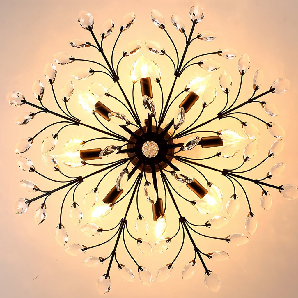 Fern Crystal Leaf Semi-Flush Mount (26"–33") - LivingLX