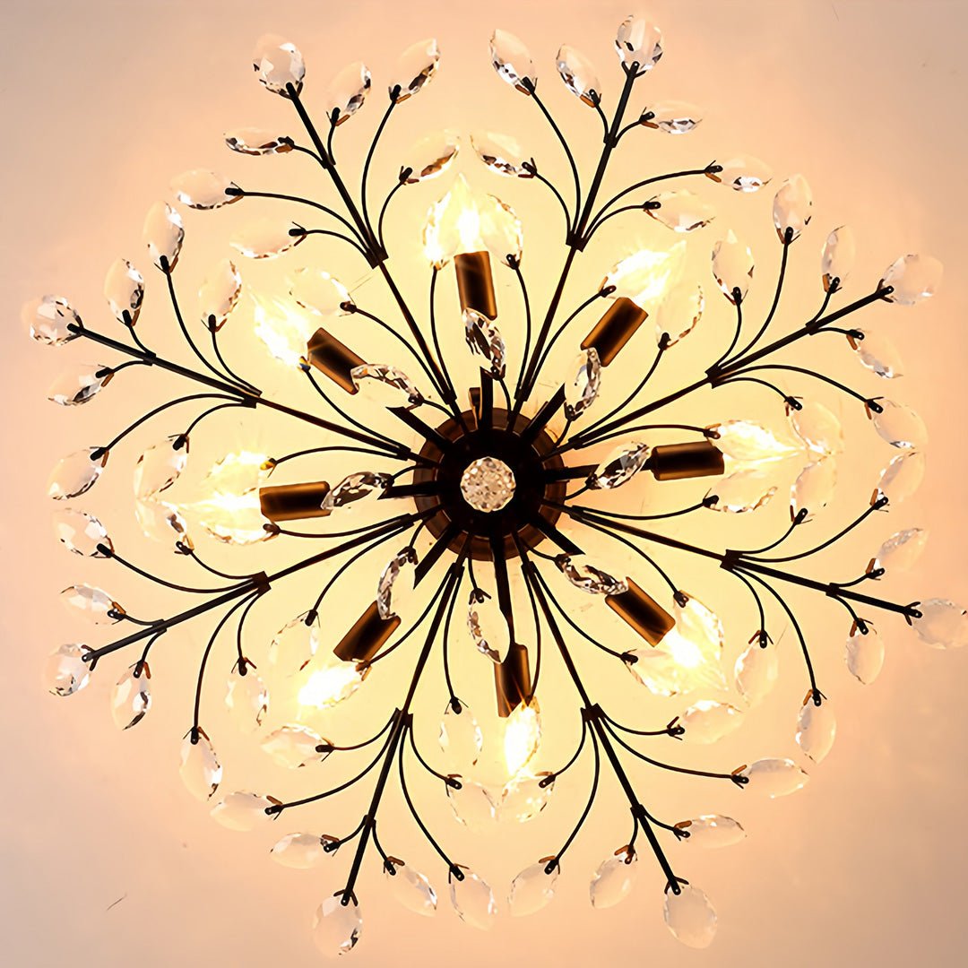 Fern Crystal Leaf Semi-Flush Mount (26"–33") - LivingLX
