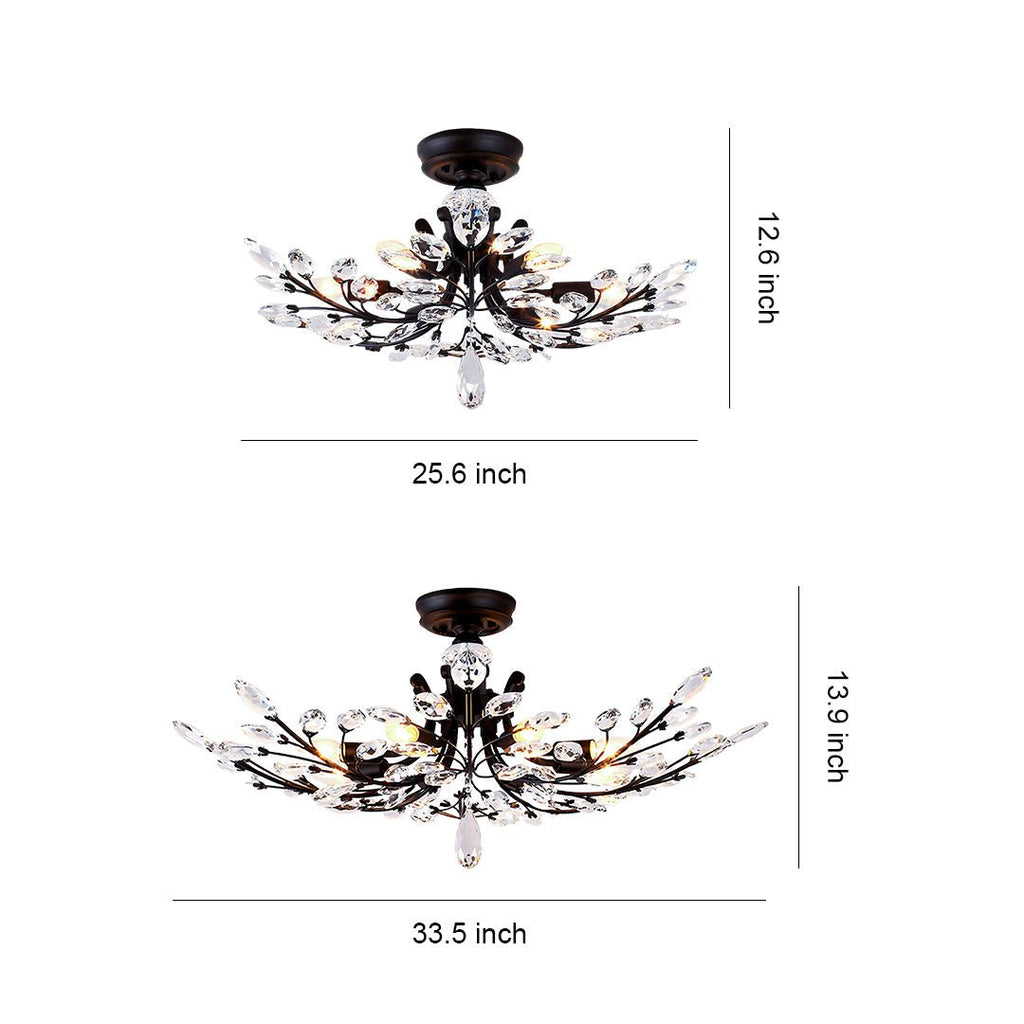Fern Crystal Leaf Semi-Flush Mount (26"–33") - LivingLX