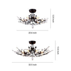 Fern Crystal Leaf Semi-Flush Mount (26"–33") - LivingLX