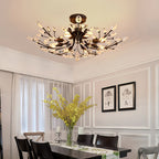 Fern Crystal Leaf Semi-Flush Mount (26"–33") - LivingLX