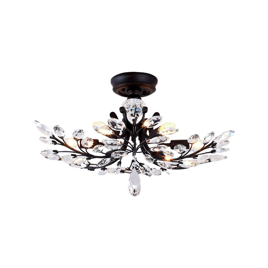Fern Crystal Leaf Semi-Flush Mount (26"–33") - LivingLX